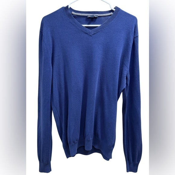 Gap Men’s Blue V-Neck Pima Cotton Sweater Size Medium - Picture 1 of 4